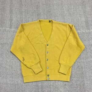 Vintage Cardigan Mens Small Yellow 1960s USA